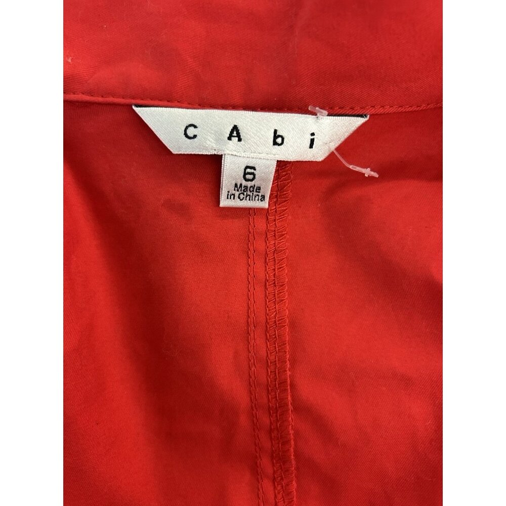 Cabi Red Trench Coat Sz 6 Jacket Detachable Upper Double Breasted Belted Convert - Picture 4 of 16